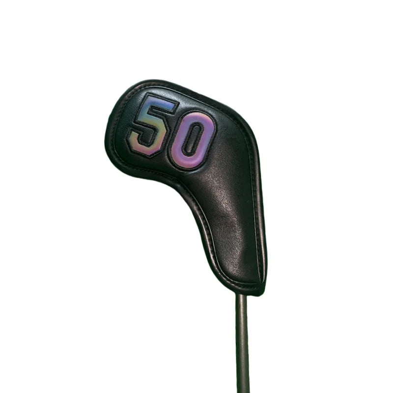 Golf Iron Club Head Cover Headcovers for Sand Wedges Big Number Long Neck Black/White Pu Leather 48 50 52 54 56 58 60 Degree