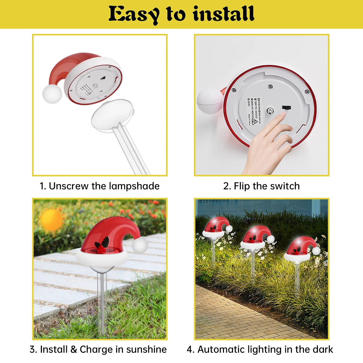 Christmas Decorations Outdoor Waterproof Solar Christmas Garden Stakes Solar Christmas Pathway Lights for Yard Lawn Path Xmas