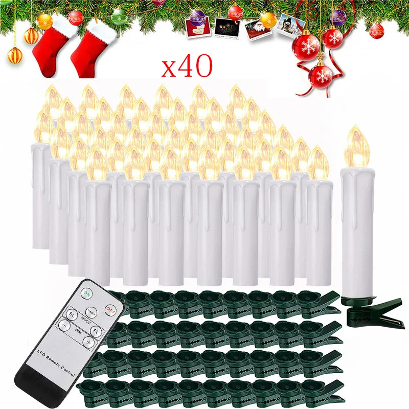 10/20/30/40pcs Candle Light Timer Remote Home Decor Artificial Flameless Led Candle Lamps Waterproof Christmas Candles Wholesale