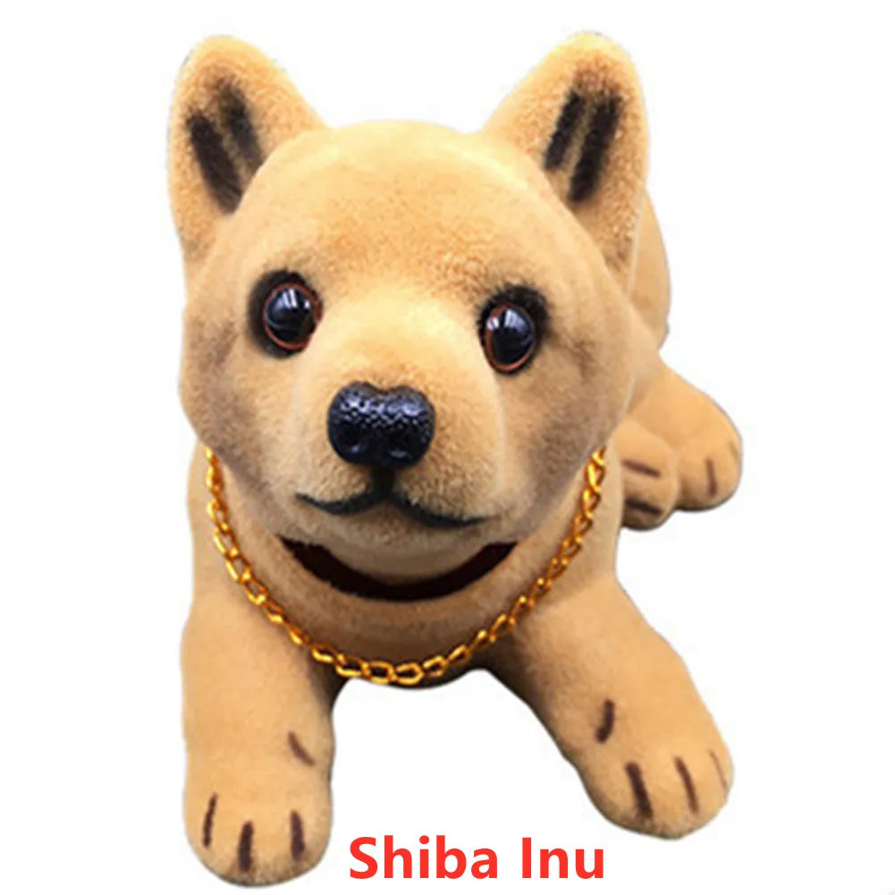 Car Ornament Nodding Dog Creative Shaking Head Puppy Dog Car Dashboard Doll Bobblehead Dog Toy Lucky Gold Chain Rocking Head Dog