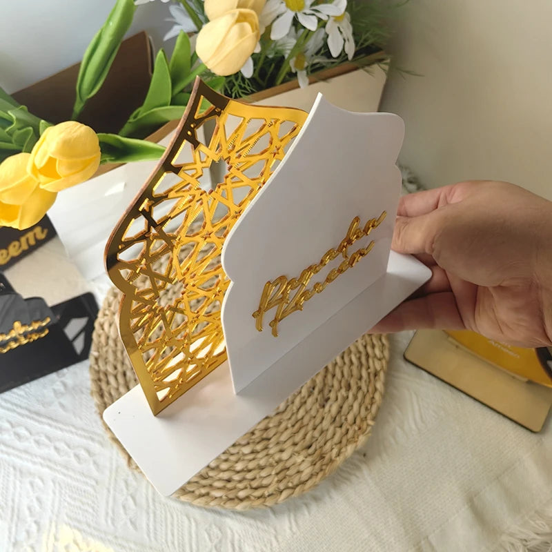 2025 Ramadan Kareem Decoration Acrylic Ornaments Gold Moon Star Eid Mubarak Home Table Decor Islamic Muslim Party Gifts Supplies