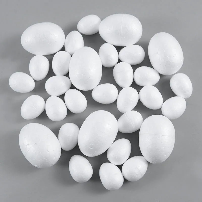 20pcs 3.5-9cm Painting Easter Foam Egg White Polystyrene Styrofoam Foam Egg Ball for Home Happy Eatser Party Decor DIY Kids Gift