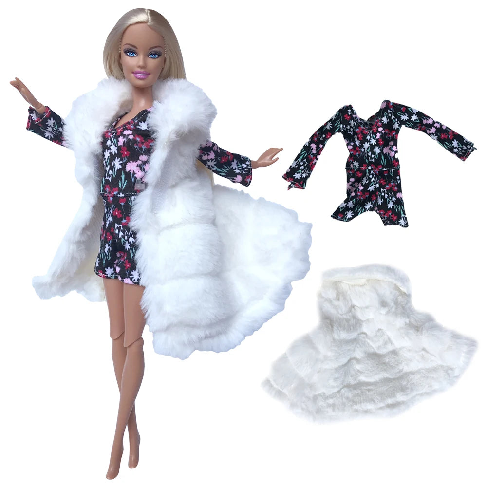 NK Official Mix Style Clothing Fashion Clothing Soft Fur Coat Doll Dress Casual Wear Clothes for Barbie Doll Accessories JJ