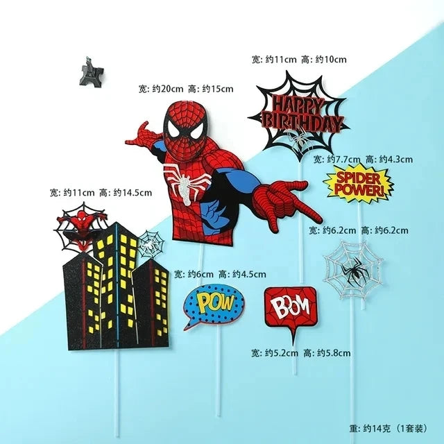 1set the Avengers Birthday Party Cake Topper Super Hero Spiderman Hulk Iron Man Cake Decoration for Kids Birthday Party Supplies