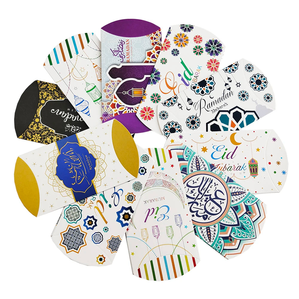 10Pcs Ramadan Gift Boxes Paper Eid Mubarak Candy Cookie Boxes Eid Gift Packing Box Ramadan Decoration 2025 Muslim Islamic Party