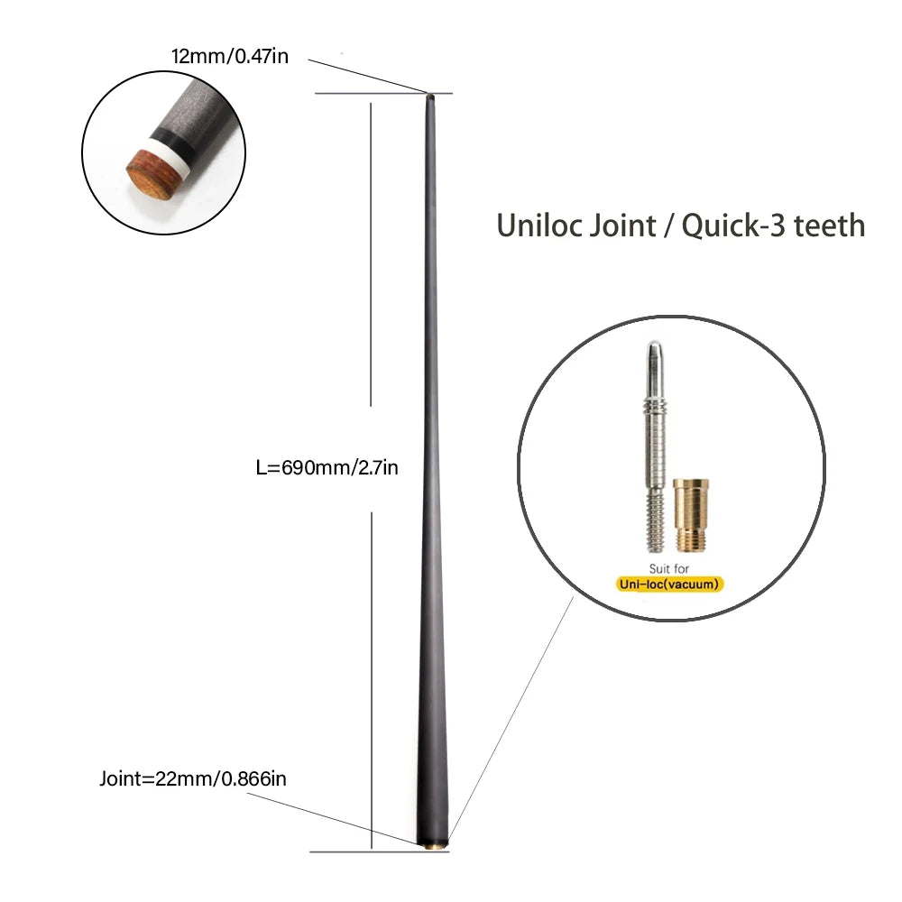 Customized 100% Carbon Fiber Shaft Billiard Pool Cue Stick 10/12/12.4/12.9/13.9mm Shaft Uni-Loc Joint Single Shaft