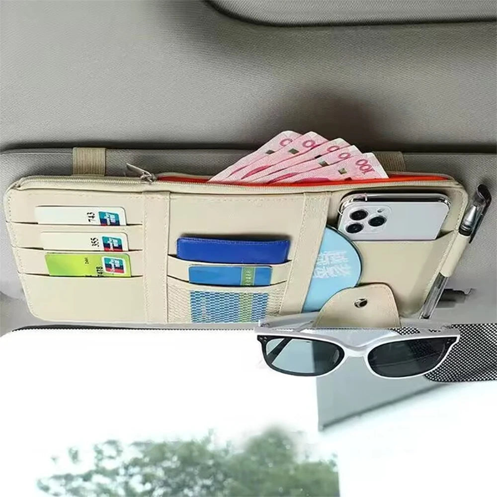 Car Sun Visor Bill Pen Business Card Holder CD DVD Organizer Storage Box Sunglasses Clip Stowing Tidying Car Accessories 