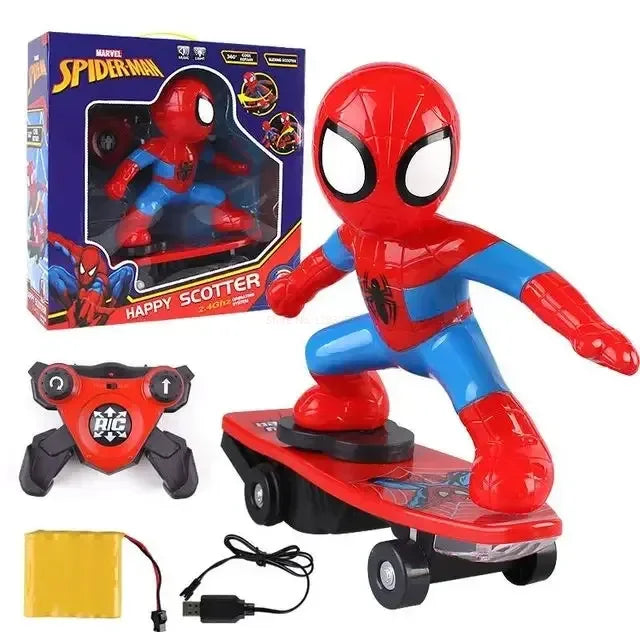 Marvel Spiderman Automatic Flip Rotation Skateboard Acousto-Optic Car Ultraman Electric Music Toy Stunt Scooters Christmas Toys