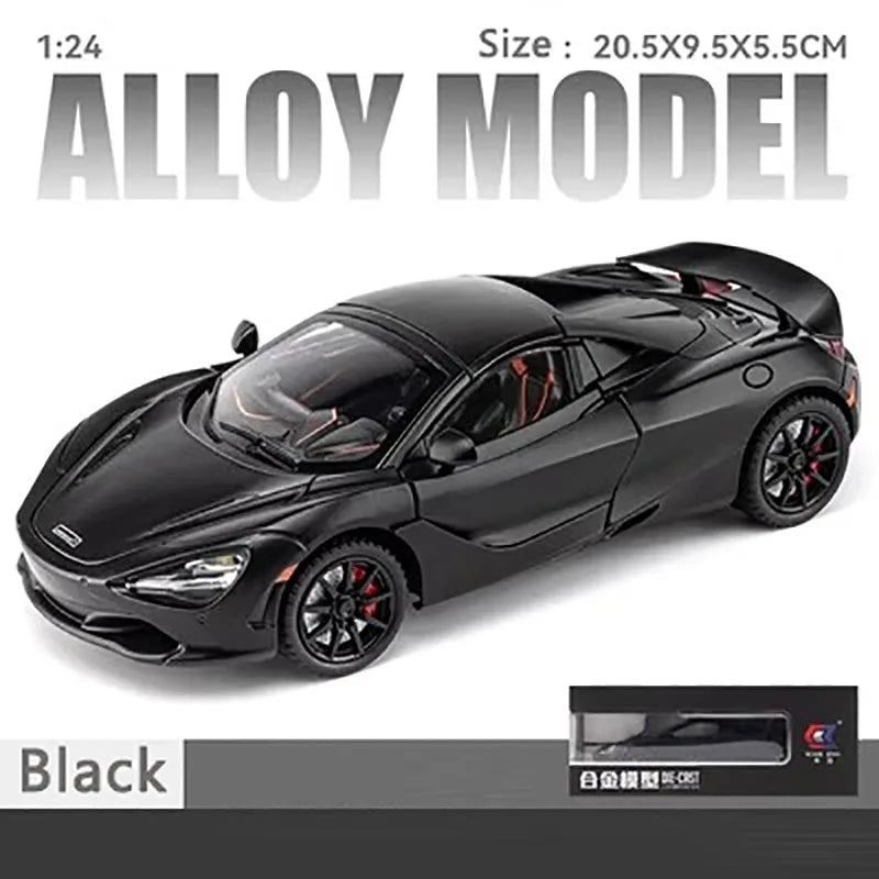 1:24 Simulated 720S Alloy Car Model Sound and Light Pull-Back Toy Car Metal Convertible Sports Car Boy Collection Ornaments Gift