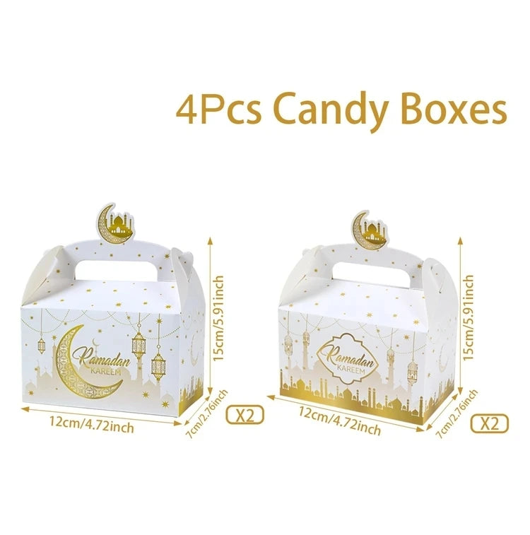 24Pcs Eid Mubarak Candy Gift Box Eid Black White Packaging Box Ramadan Decoration 2024 Islam Muslims Festive Party Supplies
