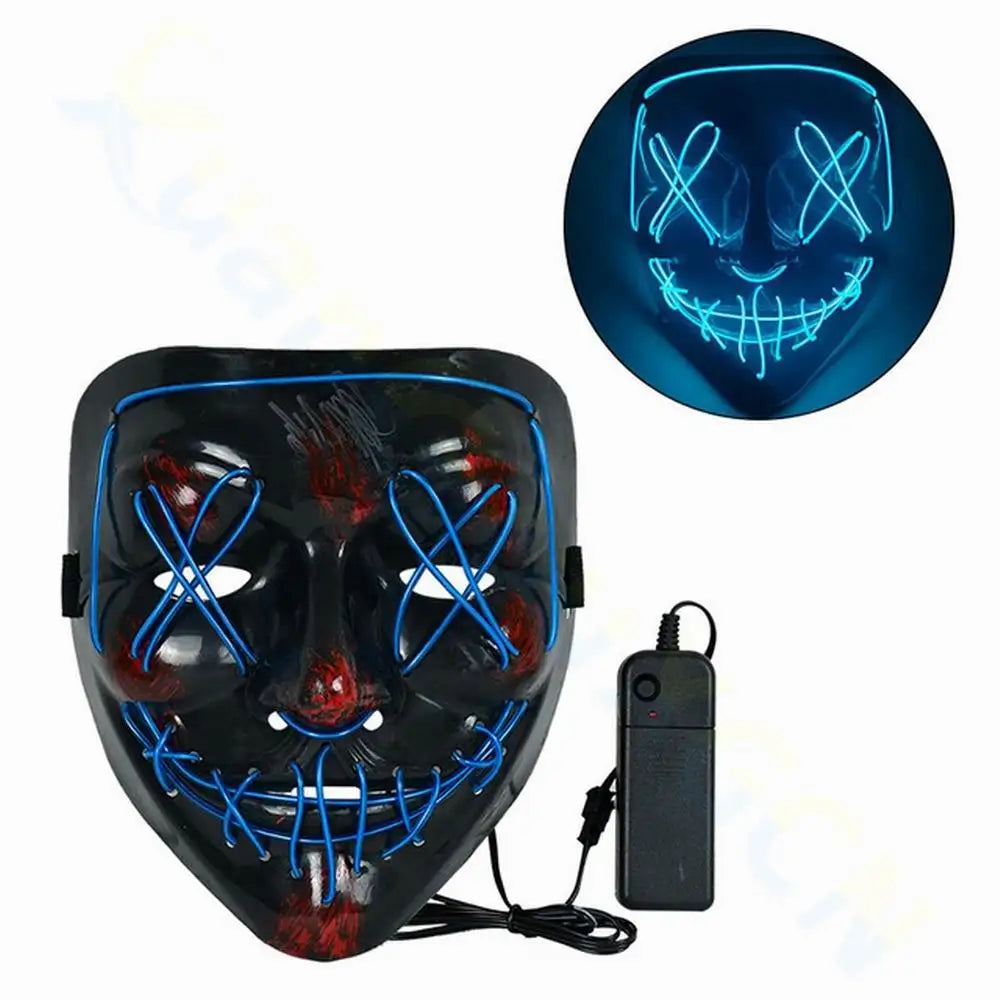 Cosmask Halloween Neon Mask Led Mask Masque Masquerade Party Masks Light Glow in the Dark Funny Masks Cosplay Costume Supplies