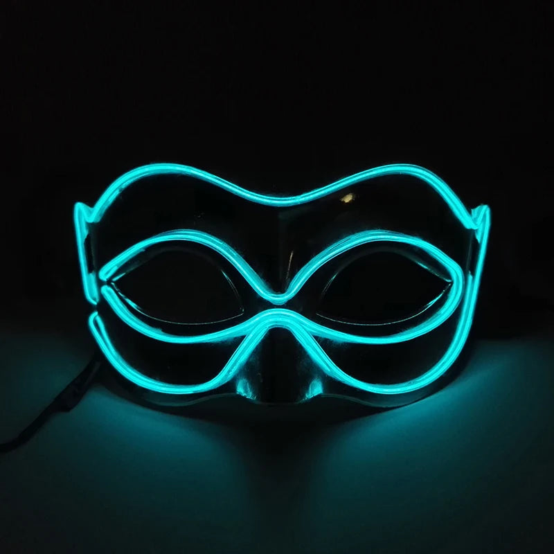 Halloween 10 Colors LED Neon El Wire Mask Cosplay Luminous Fox Mask Dance Party Dress Accessories