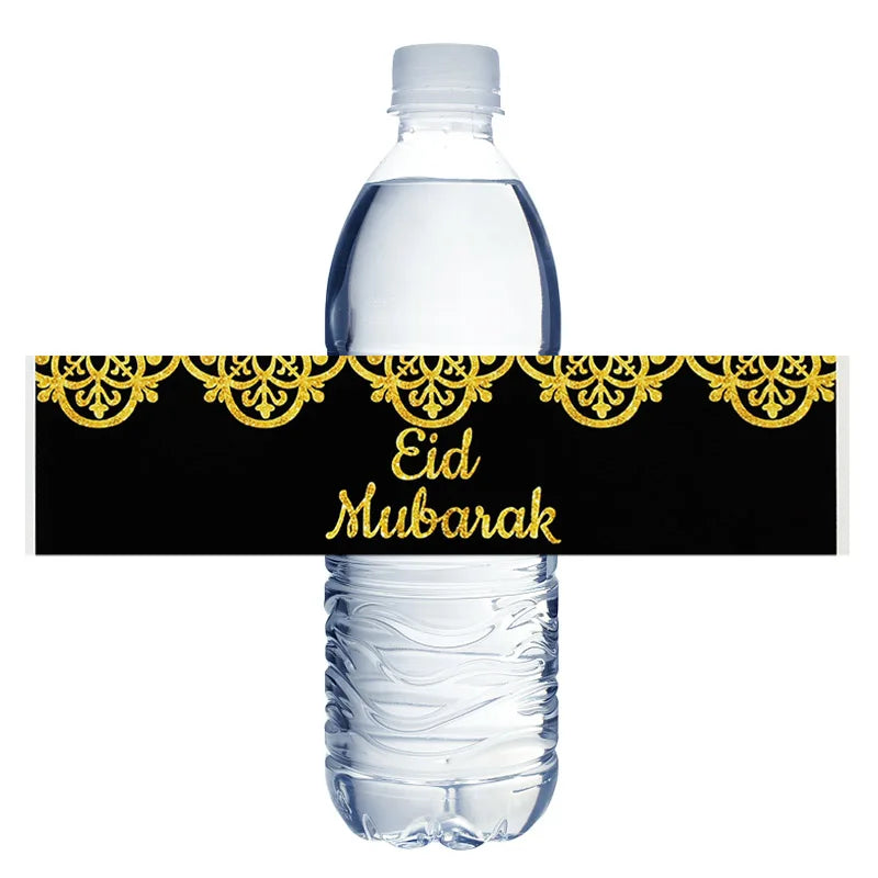 10/20pcs Eid Mubarak Bottle Wrapper Paper Sticker Ramadan Kareem Festival Party Supplies Water Bottle Cover Eid Al-Fitr Decor