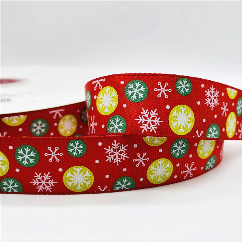 5yards/Lot 25mm Christmas Decor Grosgrain Ribbon Printed Christmas Ribbon for Handmade Design Christmas Decoration Sewing Fabric