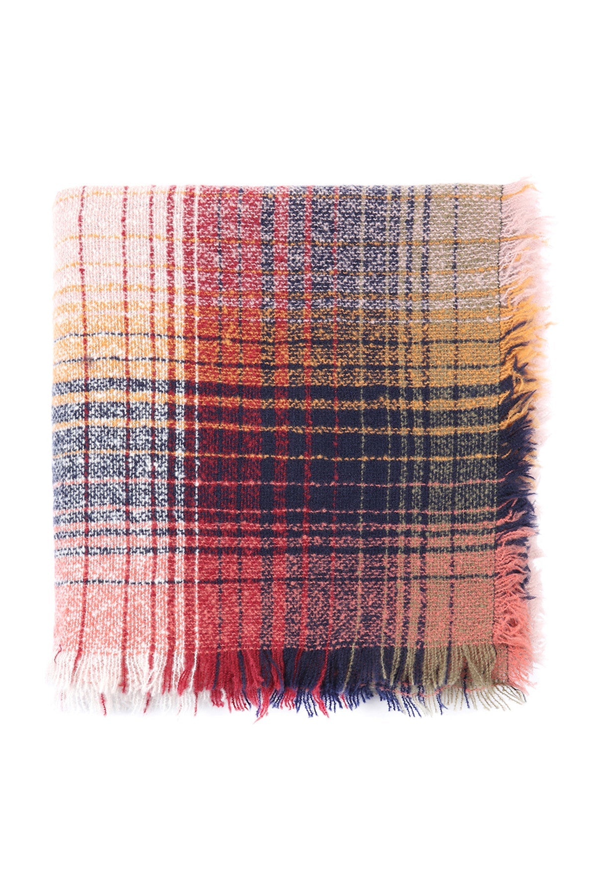 Hdf2913 - Multicolor Blanket Fringed Scarf