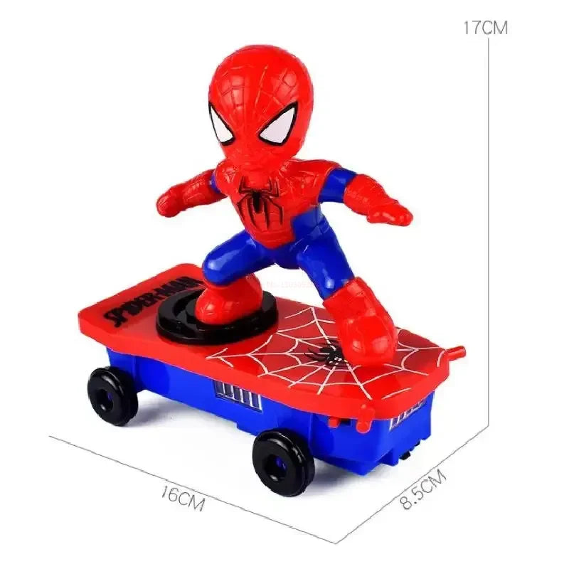 Marvel Spiderman Automatic Flip Rotation Skateboard Acousto-Optic Car Ultraman Electric Music Toy Stunt Scooters Christmas Toys