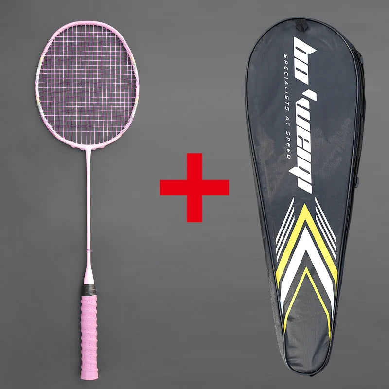 Super Light 8U Full Carbon Fiber Badminton Rackets With Bags String Professional Racket Strung Padel Sports