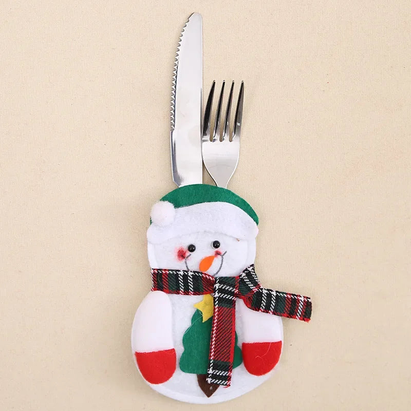 Christmas Cutlery Holders Christmas Knife Fork Tableware Bags Pocket Christmas Decoration 2024 New Year Dinner Table Ornament