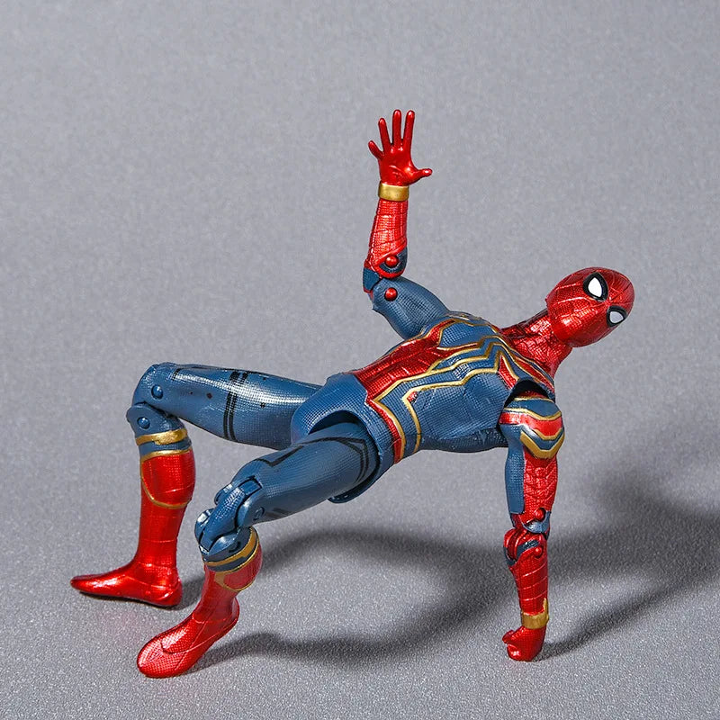 Spiderman Anime Figure Toys Children Cartoon Movie Spider-Man Ironman Hulk Luminous Figure Model Dolls PVC Kids Gift