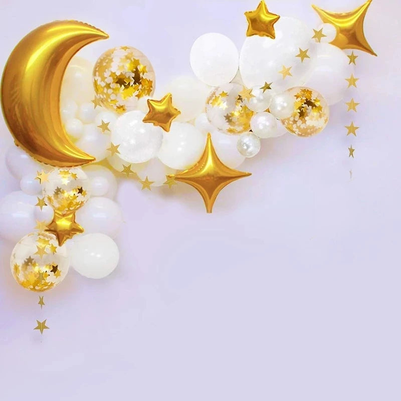 60Pcs Moon Star Balloon Set for Muslim EID Mubarak Festival Home DIY Decoration Ramadan Kareem Kids Birthday Party Ballon Globos