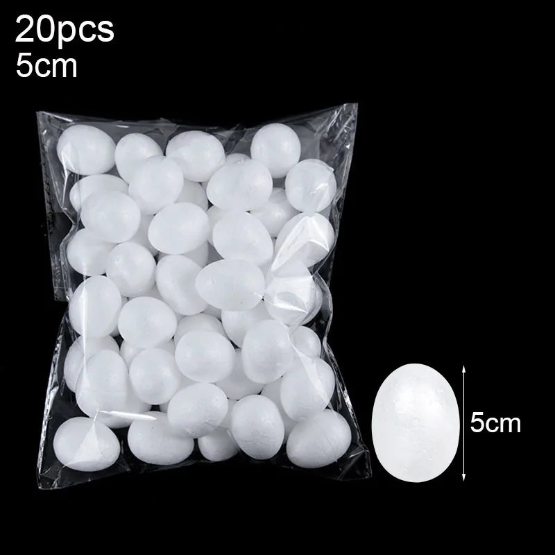 20pcs 3.5-9cm Painting Easter Foam Egg White Polystyrene Styrofoam Foam Egg Ball for Home Happy Eatser Party Decor DIY Kids Gift