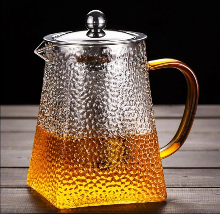 High Quality Hammer Glass Teapot With Stainless Steel Filter Puer Tea Maker Heat Resistant Glass Teapot and Cup Set Kettle Pot