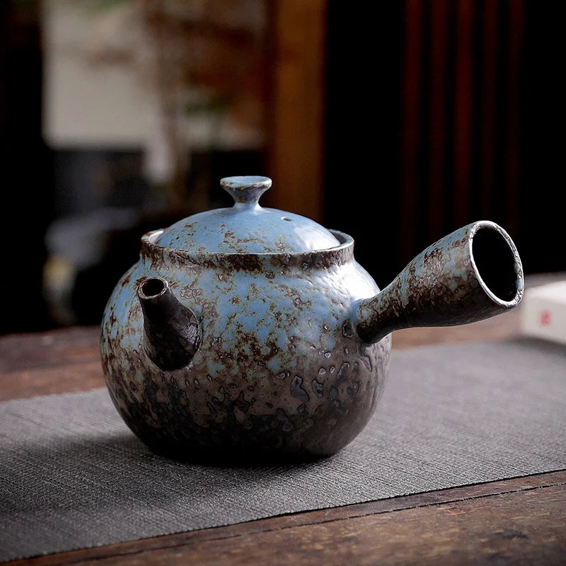 350ml Japanese Style Coarse Pottery Teakettle Long Handle Teapot Handmade Retro Large Capacity Tea Cup Kung Fu Tea Teaware