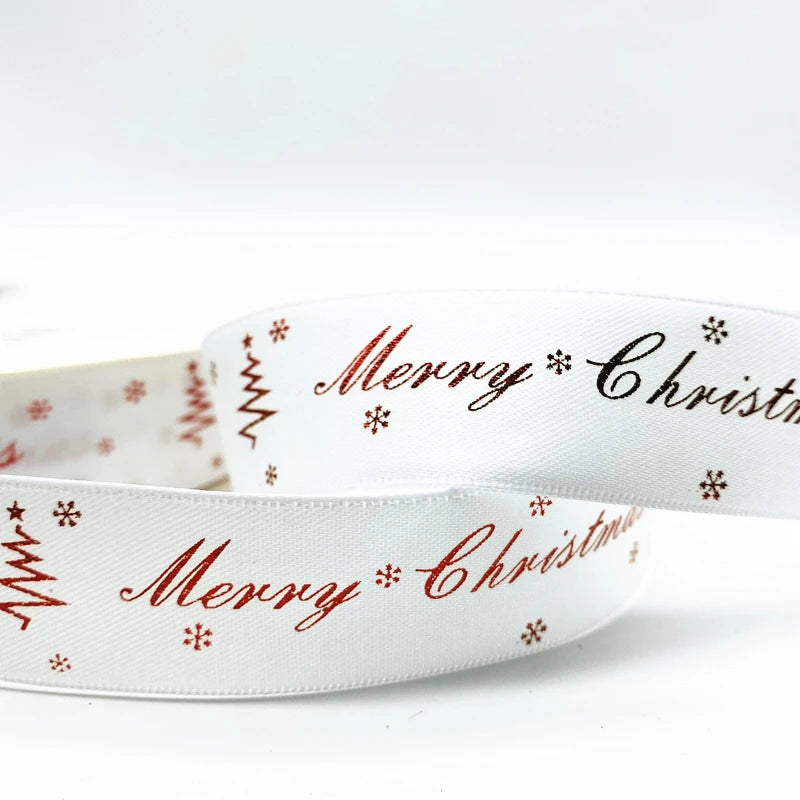 10mm 15mm 25mm Christmas 5yards Ribbon Printed Merry Christmas Ribbon for Handmade Design Christmas Decoration Gift Packing