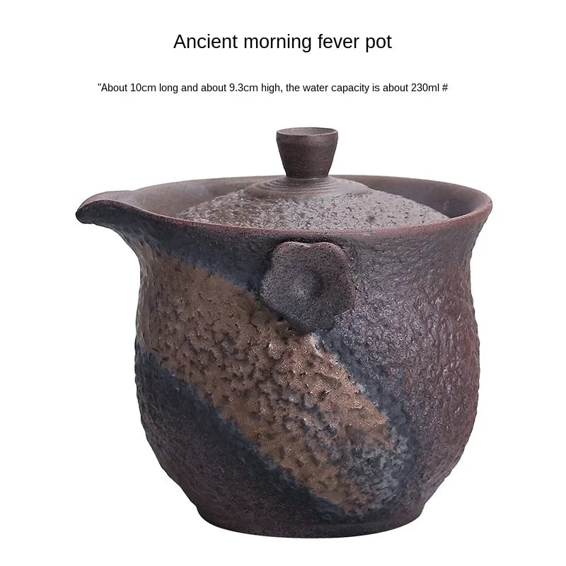 Gilding Iron Glaze Stone Pattern Pot Japanese Retro Ceramic Kung Fu Teapot Stoneware Tureen Pu'er Tea Making Device Tea Kettle