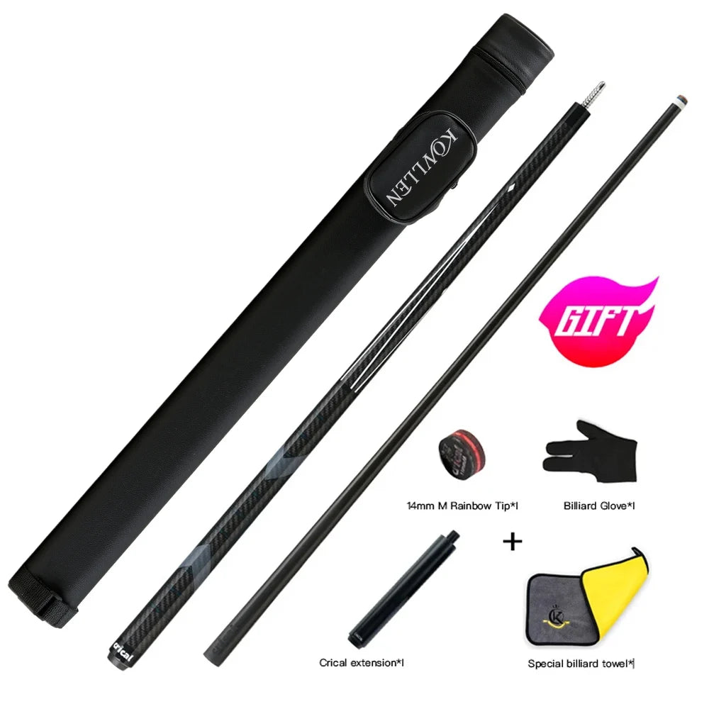 CRICAL CL-PRO Carbon Fiber Pool Cue Stick With 12.5mm Tip 3 * 8/8 Joint Pin Low Deflection for Professional 1/2 Billiard Cue