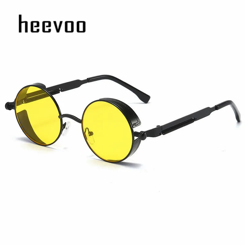 Metal Steampunk Sunglasses Men Women Fashion Round Glasses Brand Designer Vintage Sun Glasses High Quality Oculos De Sol 2021