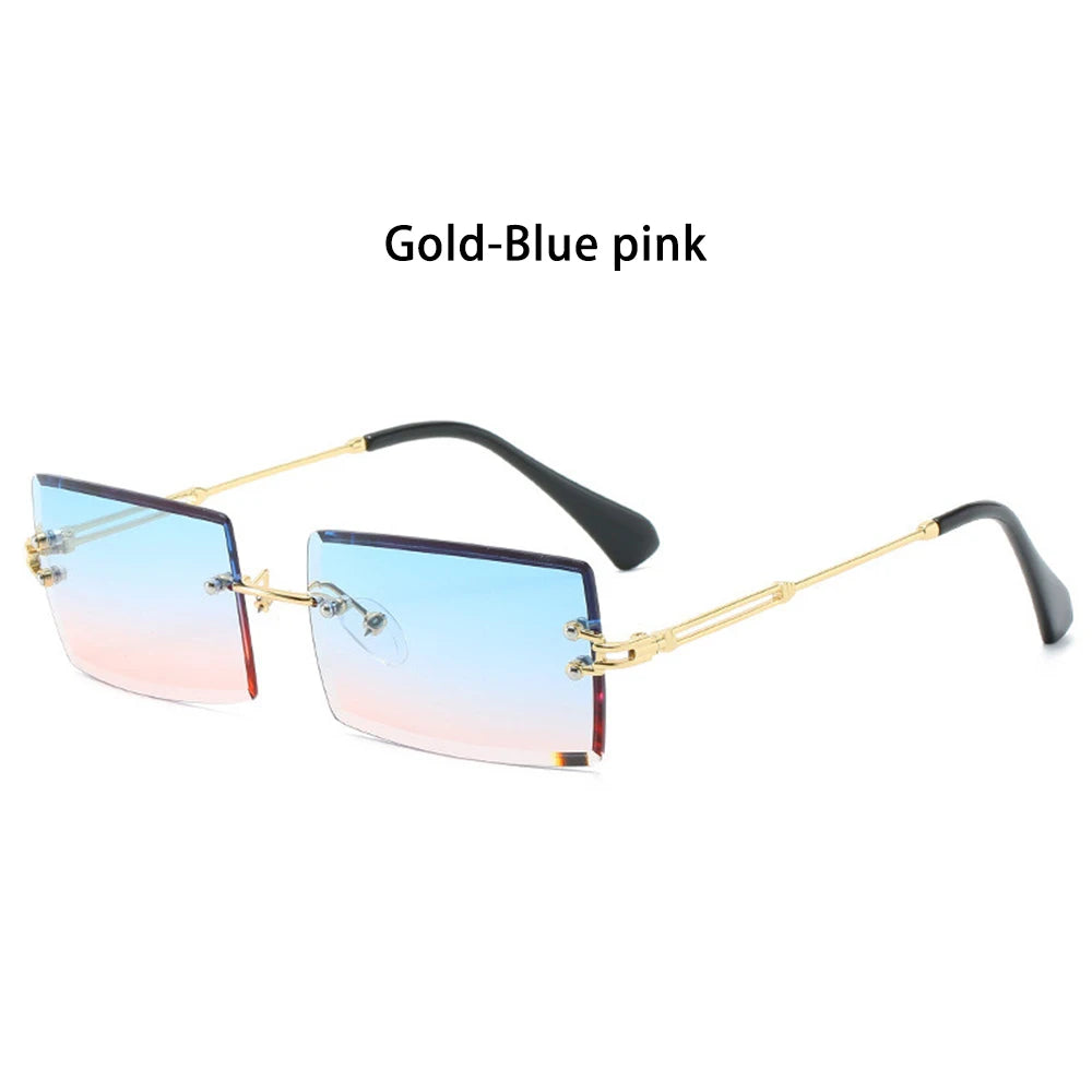 Fashion Popular Rimless Small Rectangle Sunglasses Women Men 2020 Shades Alloy Metal Glasses UV400 Eyewear