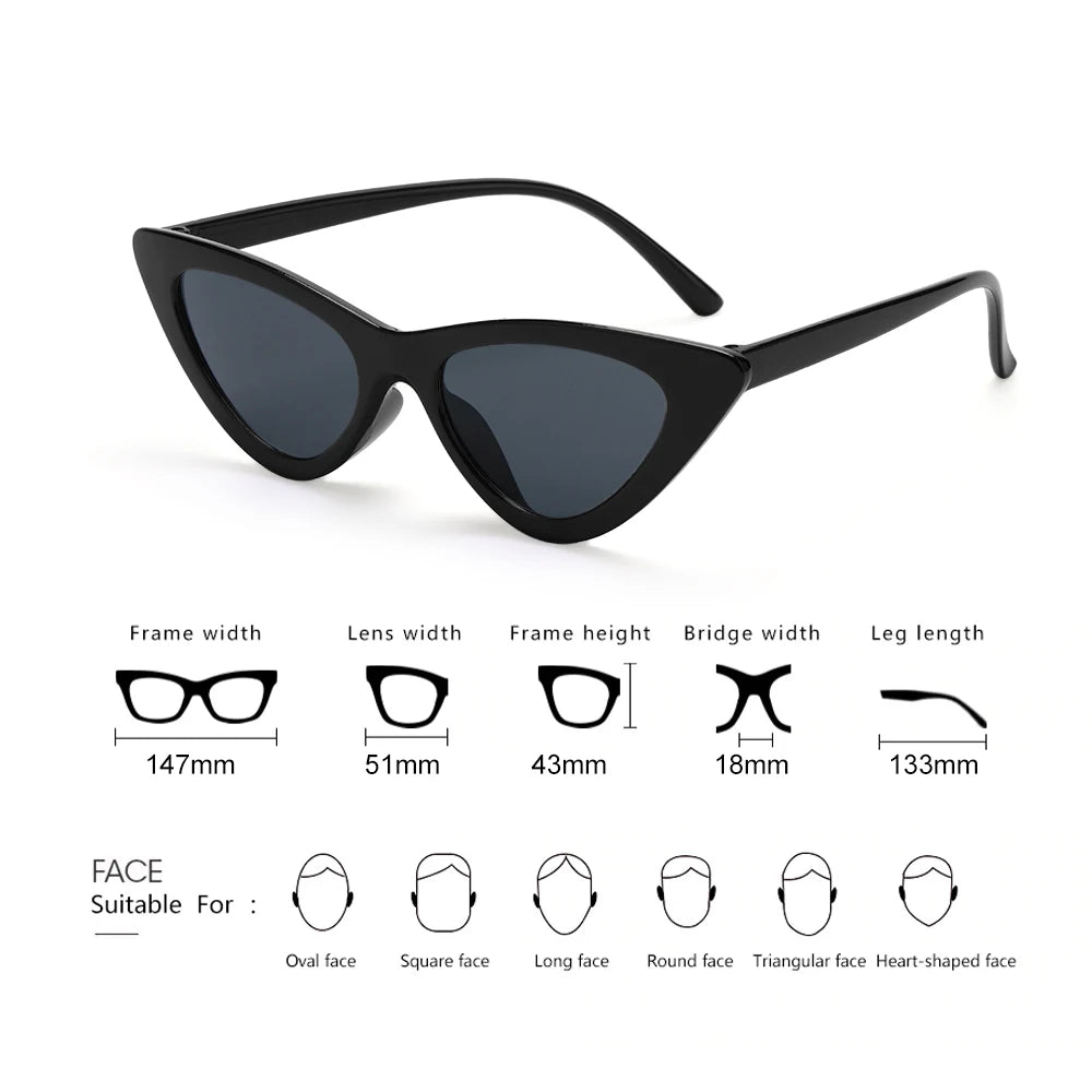 2023 Sexy Cat Eye Sunglasses Women Mirror Black Small Triangle Sun Glasses Female Lens Shades Eyewear Outdoor Driving Sunglasse