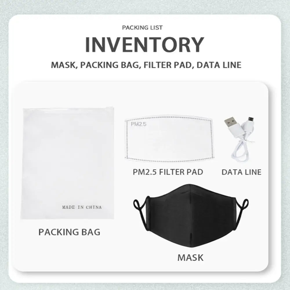LED Voice Activated Face Mask USB Rechargeable Sound Active Light Up Face Mask for Costume Christmas Halloween Party Masks