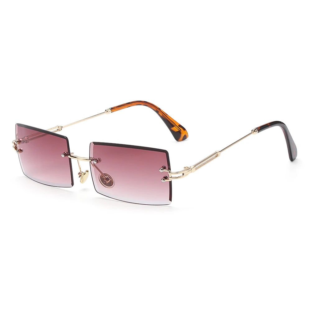 Fashion Popular Rimless Small Rectangle Sunglasses Women Men 2020 Shades Alloy Metal Glasses UV400 Eyewear
