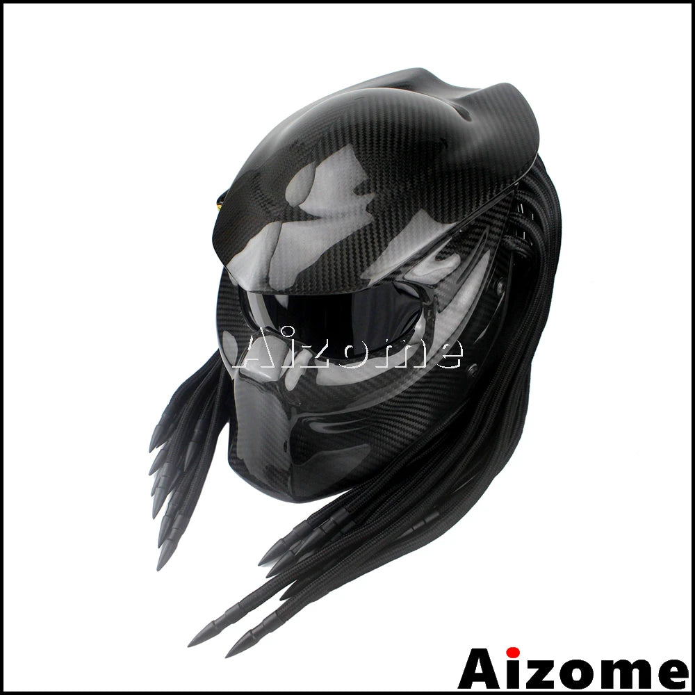 Motorcycle Helmet Carbon Fiber Predator Helmet Full Face Iron Man Helmet Black Iron Warrior Helmets Outdoor Motorbike Helmet