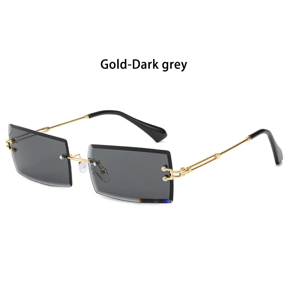 Fashion Popular Rimless Small Rectangle Sunglasses Women Men 2020 Shades Alloy Metal Glasses UV400 Eyewear