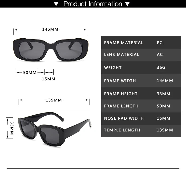 New Fashion Vintage Sunglasses Women Brand Designer Retro Sunglass Rectangle Sun Glasses Female UV400 Lens Eyewears