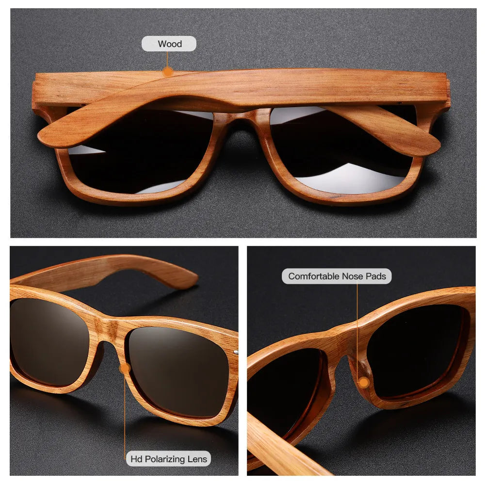 GM Natural Wood Sunglasses Polarized Wooden Sunglasses UV400 Sunglasses Bamboo Wooden Sunglasses Brand With Wooden Box S8171