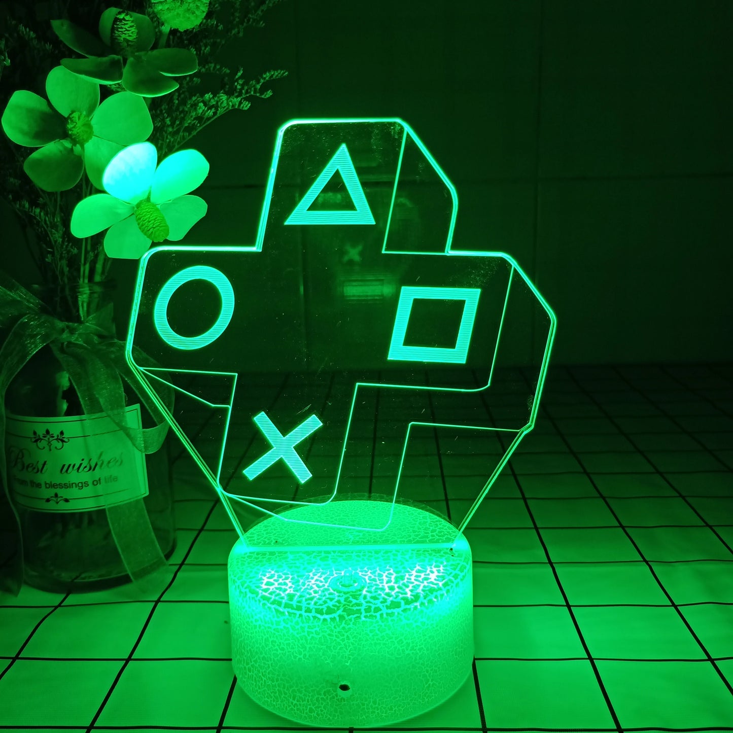 3D Night Lamp Gaming Room Desk Setup Lighting Decor Gamepad Icon LED Light Atmosphere Table Bedside Night Lamps Kids Gift