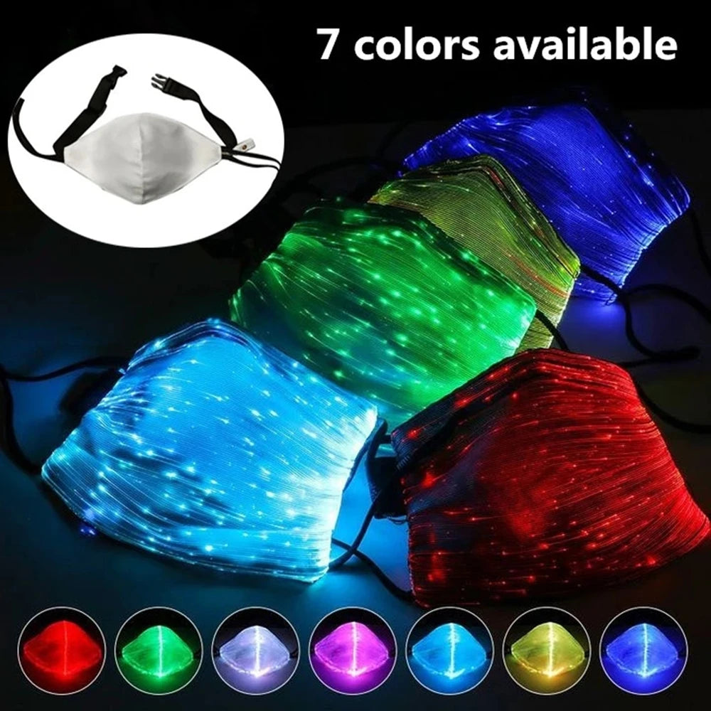 Flashing LED Mask 7 Colors Luminous Light With USB Charge Masks Party Dance DJ Halloween Light Up Face Masks Masque Masquerade