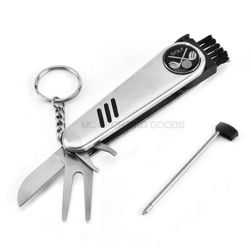 Multi-Function Golf Tools Magnetic Ballmark Bush Score Pen Golf Divot Golf Clubs Stainless Steel With Knife Wrench Gift