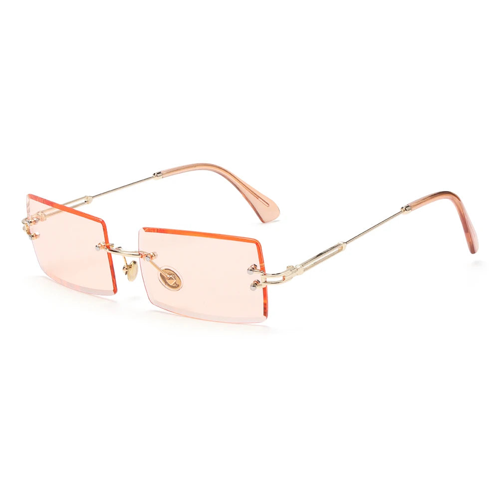 Fashion Popular Rimless Small Rectangle Sunglasses Women Men 2020 Shades Alloy Metal Glasses UV400 Eyewear
