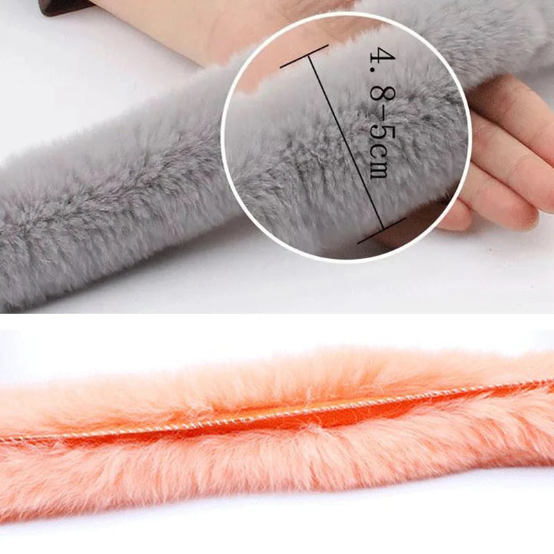 5m Thickened Artificial Rabbit Fur Trim Clothes Accessory Faux Fur Strips for Sweater Coat Hood Hat DIY Fluffy Garment Materials