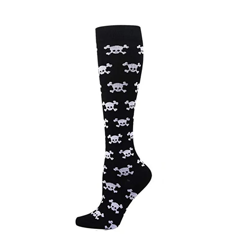 Compression Socks Women Men Outdoor Sports Halloween Series Animals Flamingo Shark Monkey Cat Bones Pressure Elastic Stockings
