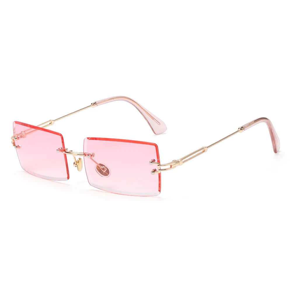 Fashion Popular Rimless Small Rectangle Sunglasses Women Men 2020 Shades Alloy Metal Glasses UV400 Eyewear