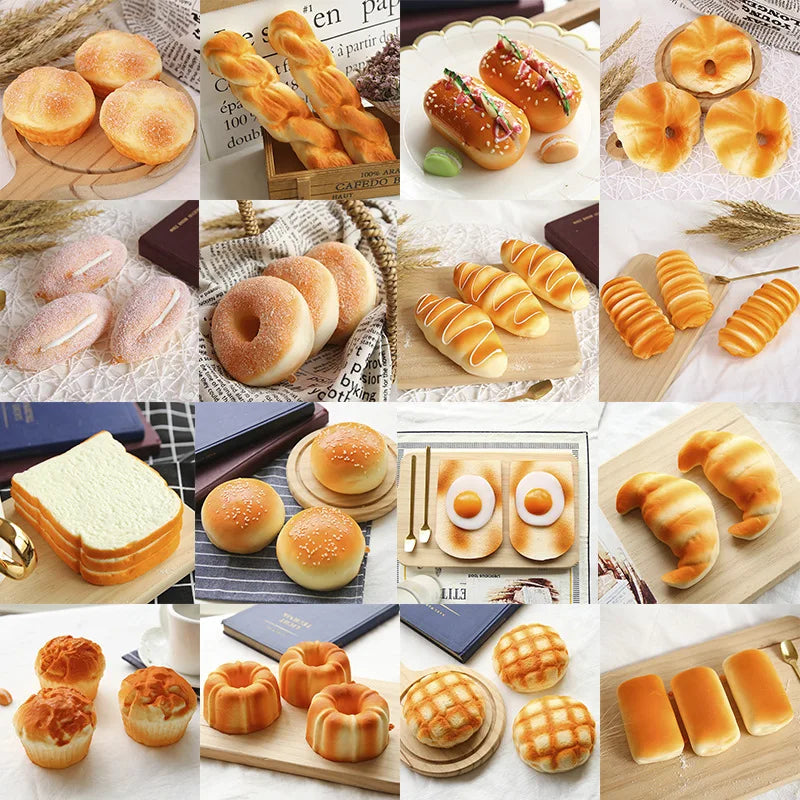 2021 Squishy Bread Toast Food Creative Simulation Donuts Slow Rising Squeeze Stress Relief Toys Spoof Tease People Desktop Toy