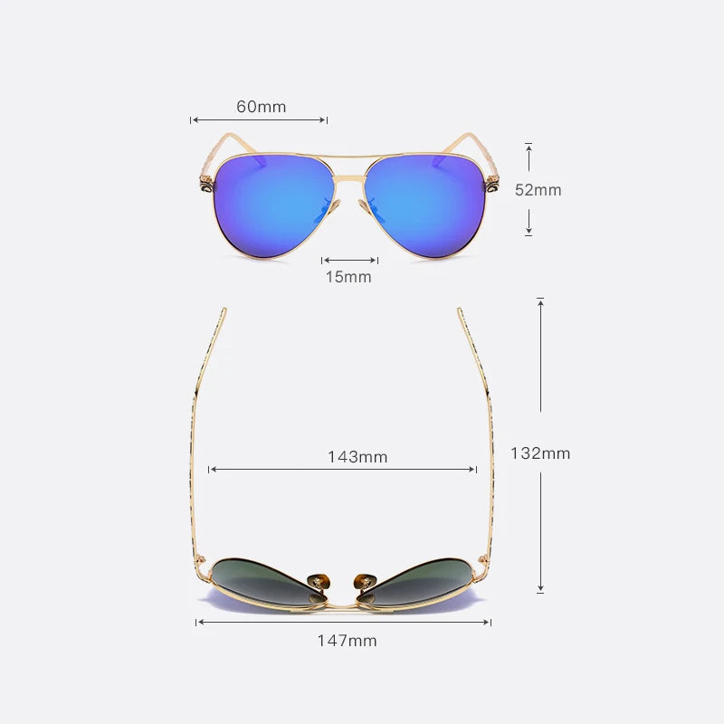 High Quality Pilot Sunglasses Women Polarized UV400 Sunglass Mirror Vintage Sun Glasses 2024 Sunglasses Woman Okulary With Box