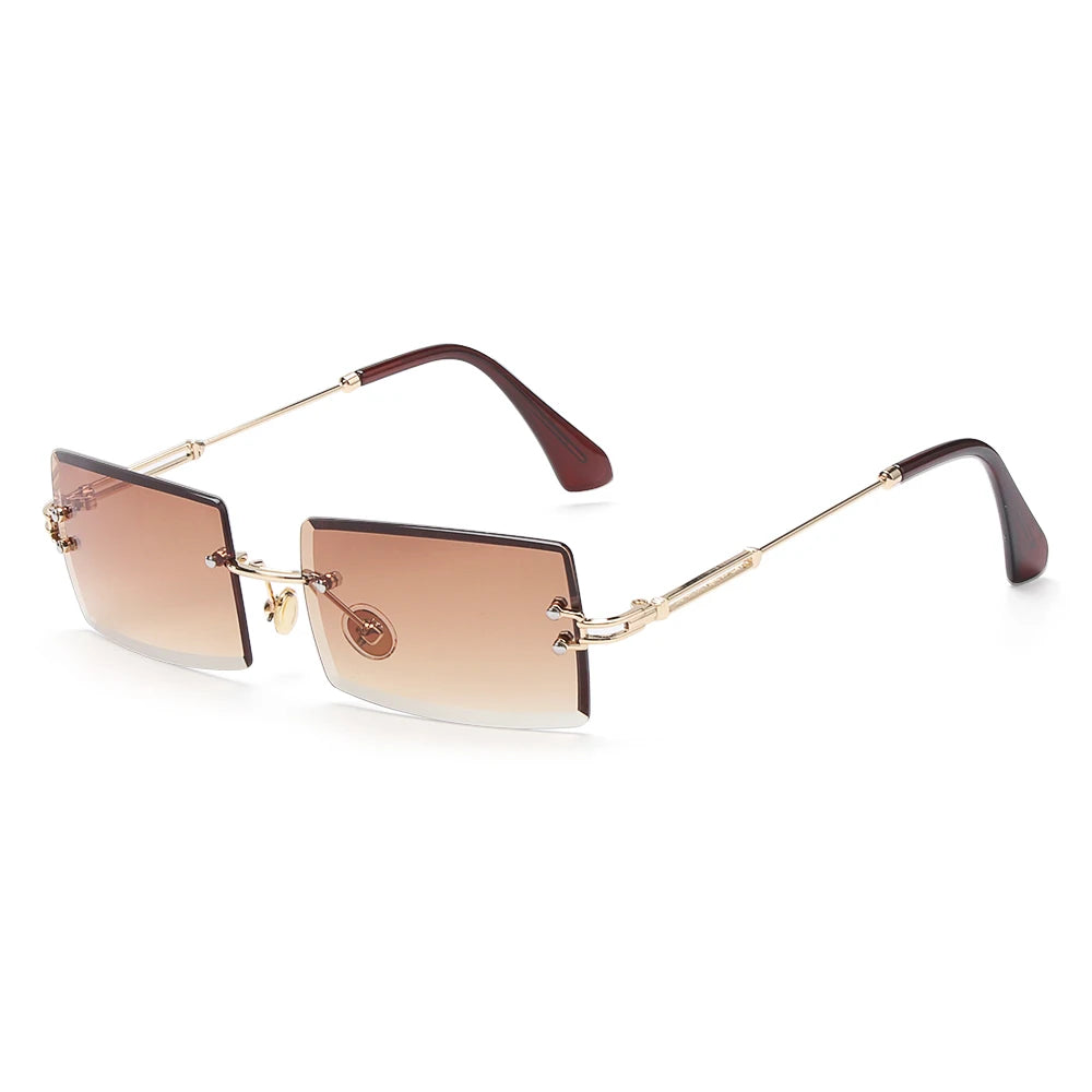 Fashion Popular Rimless Small Rectangle Sunglasses Women Men 2020 Shades Alloy Metal Glasses UV400 Eyewear