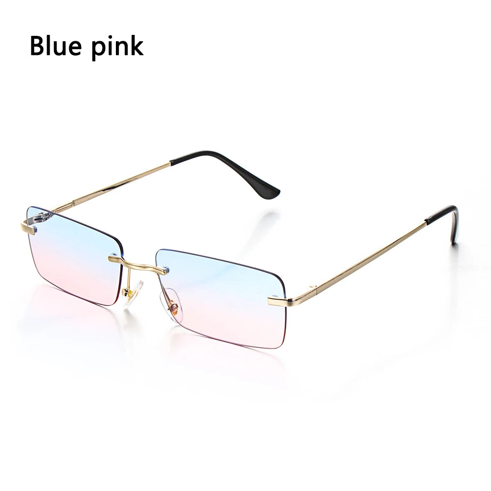 Fashion Popular Rimless Small Rectangle Sunglasses Women Men 2020 Shades Alloy Metal Glasses UV400 Eyewear